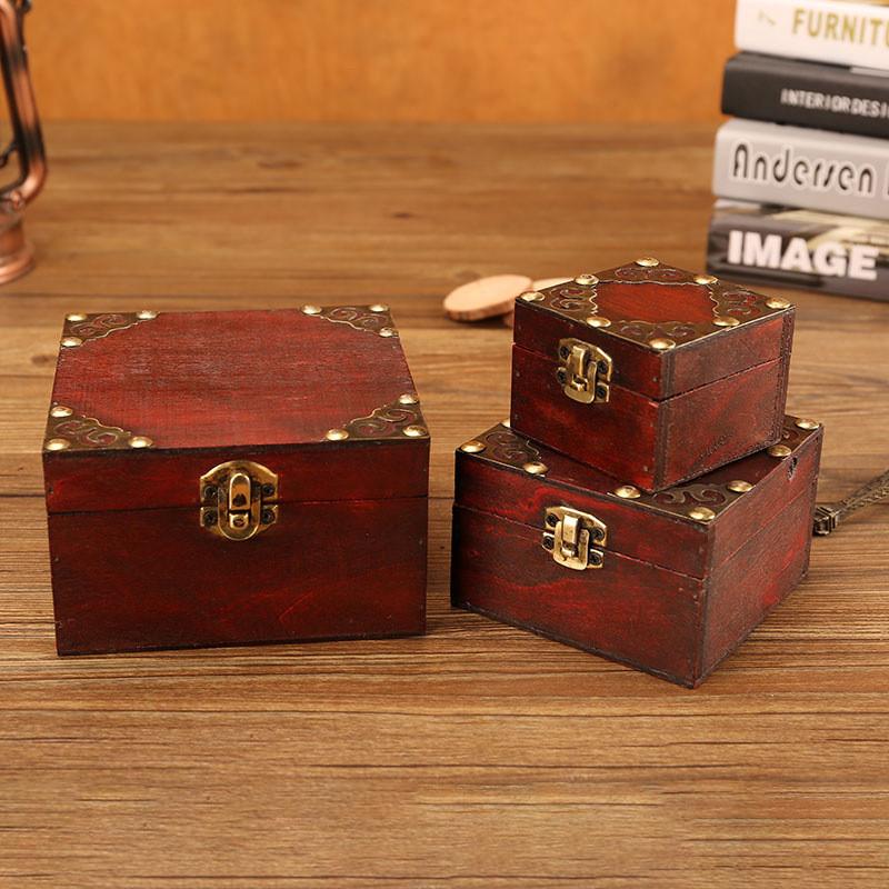 Vintage Storage Wooden Box With Lid For Bedroom Desk Organization And Decor Home