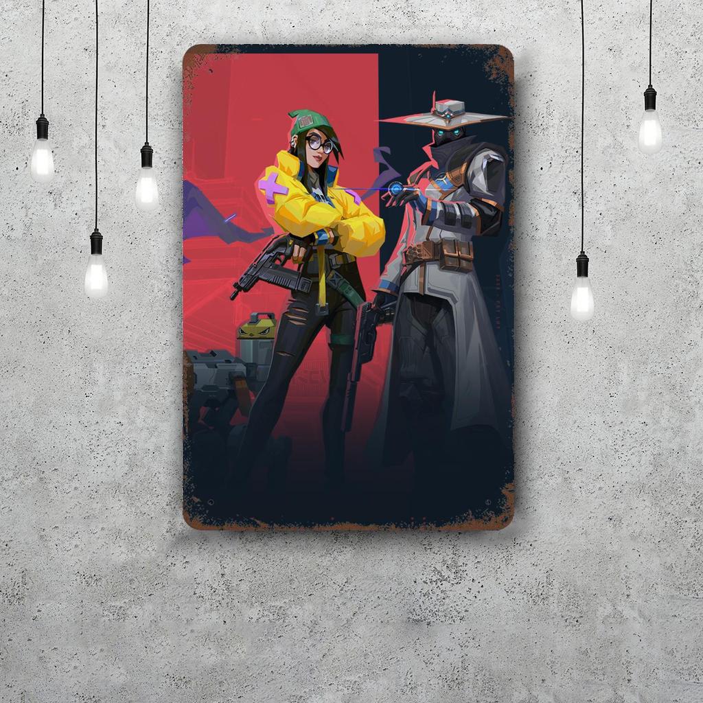 Cypher Valorant Vintage Metal Tin Signs Posters Decor Retro Metal Plaque Wall Art Decor for Garage Bar