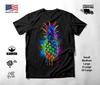 Colorful Pineapple Neon Graphic T-Shirt Black Unisex S-2XL