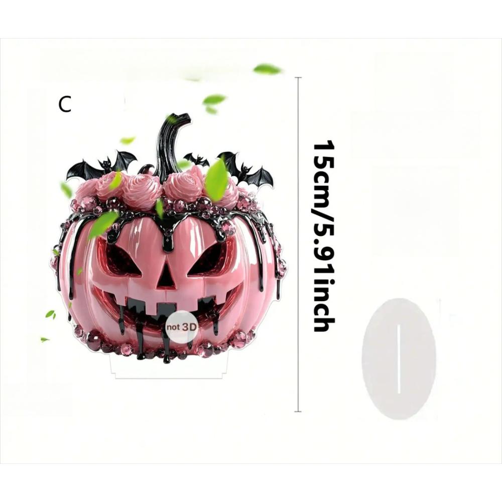 1pcs Halloween Pink Horror Desktop Decoration Ornament Perfect Gift - 2D Flat Acrylic Desktop Ornament, Four Seasons Decoration