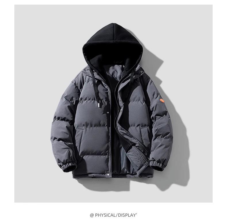 Trendy Couples' Hooded Loose Cotton Jacket - Faux Two-Piece, Thickened for Warmth in Autumn/Winter