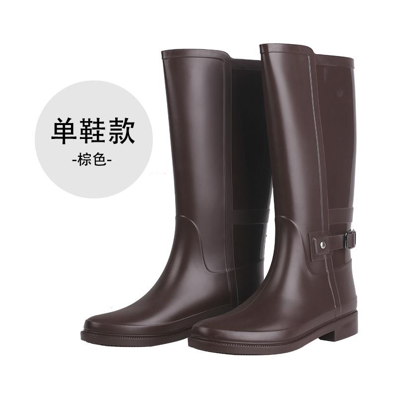 Water shoes Japan and South Korea high tube rain shoes women's rain boots long tube high-end waterproof rubber shoes horse boots water boots