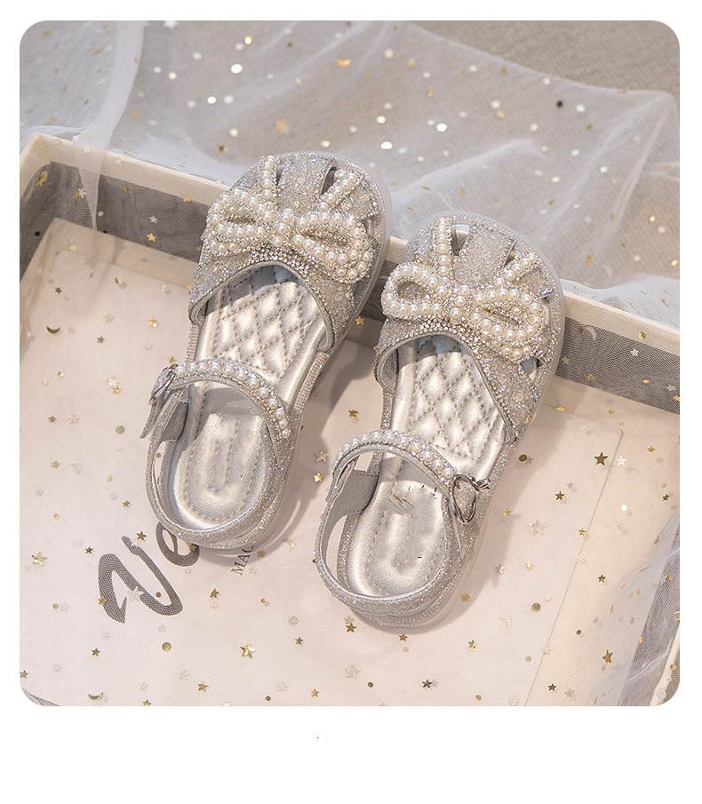 

[Summer New Girls Soft Sole Sandals, Princess for Toddler and Big Kids] size 23 серебряный