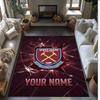 West Ham United FC Bedruckter Kristall-Samtteppich Rutschfester Kristall-Samtteppich Für Sofa Schlafzimmer Innenbereich Heimdekoration