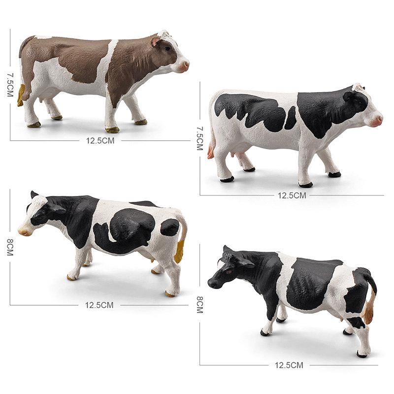 Realistic Cow Model Set: Black & White Cow, Yellow Spotted Cow, Simmental Cow Ornaments