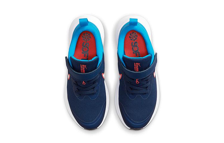 Nike Star Runner 3 Mesh Amorti Anti-Choc Amorti Anti-Choc Basse Top Chaussures de Course pour Enfants Bleu Orange DA2777-401