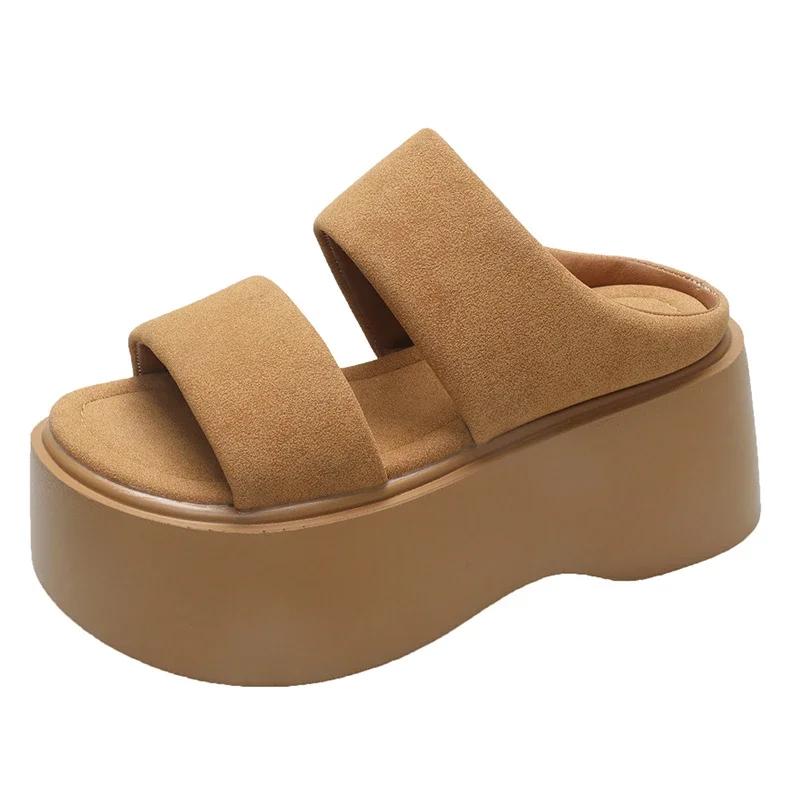 Fashion Sandales à Talons Compensés Astronomiques pour Femme, Tongs de Plage Décontractées en Cuir à Plateforme, 8cm, Été 2025
