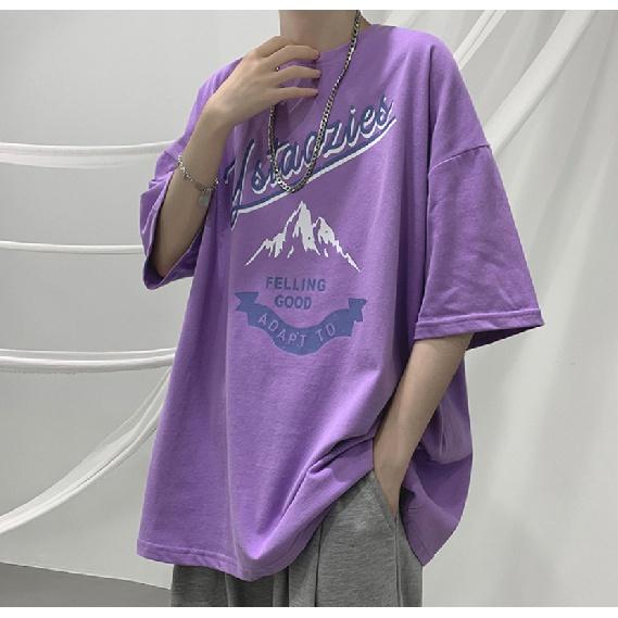 

M-5XL мужские футболки с коротким рукавом с буквенным графическим принтом, повседневная футболка для мужчин, топы с круглым вырезом в стиле ретро для 5XL фиолетовый