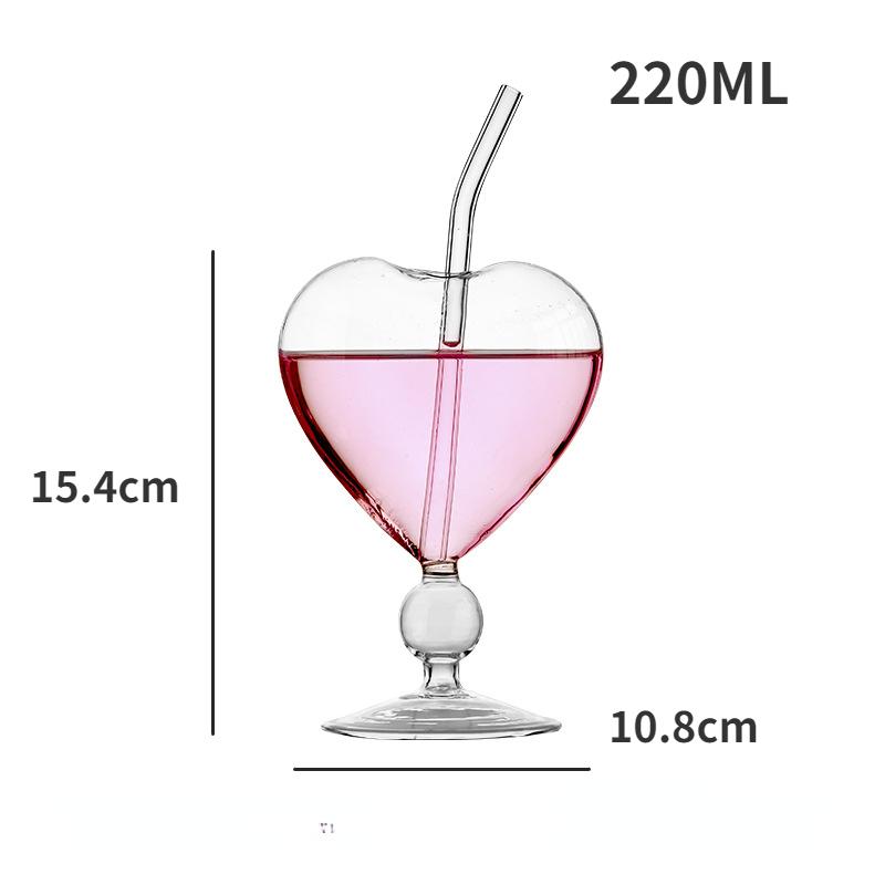 

Креативный стакан в форме сердца, соломинка, стекло, барный стакан для смешивания, стаканы для сока, напитков, коктейлей, высокие стаканы
