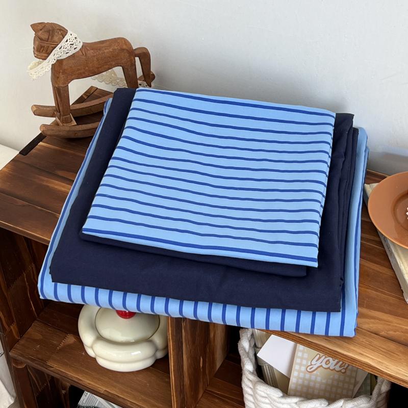 Set Biancheria da Letto Stile Righe Blu Copripiumino Federa con Lenzuolo Lenzuola per Casa Ragazzi Ragazze Camera da Letto Set Lenzuola