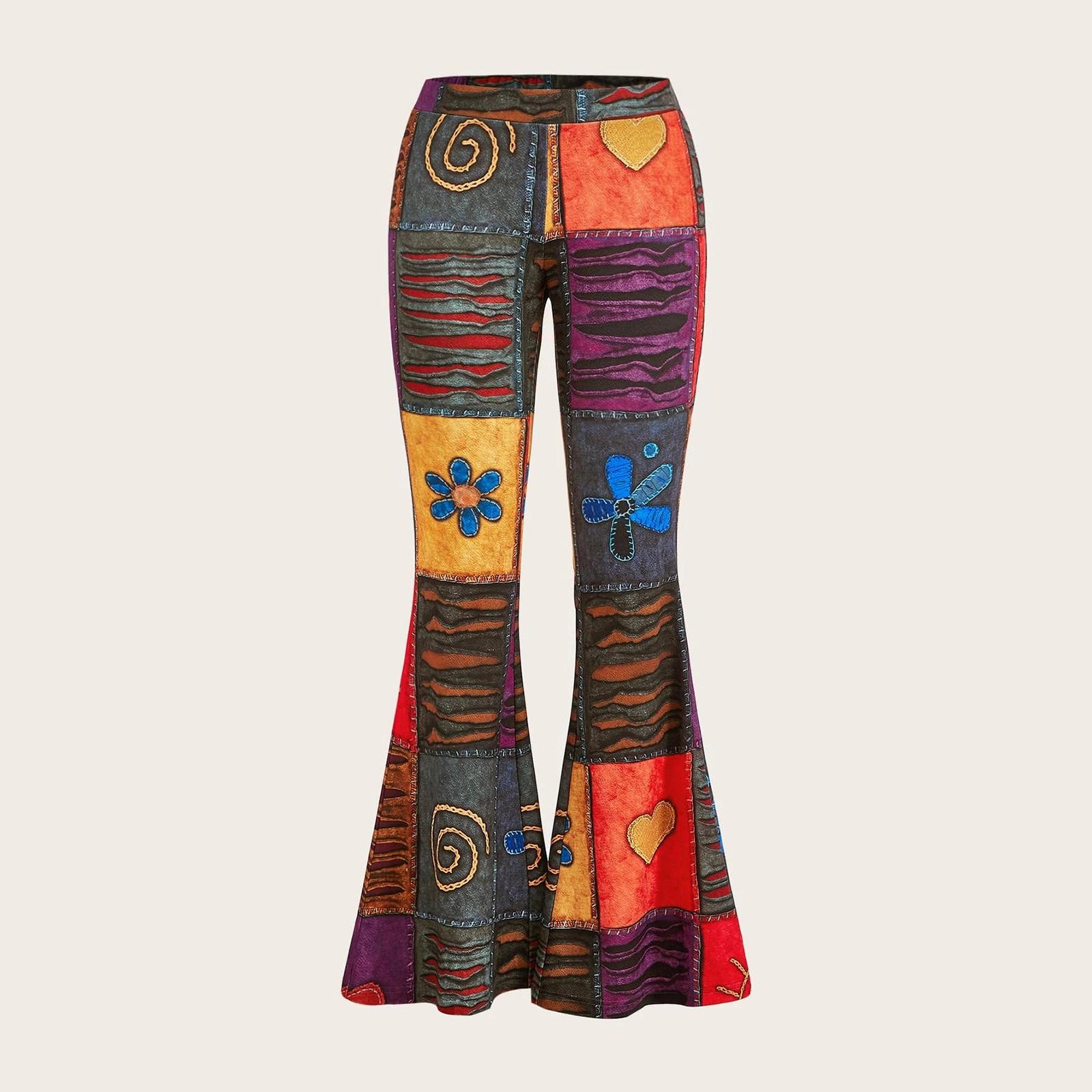 

Women s Loose And Comfortable Casual And Fashion Fashionable Flower Printed Flared Pants XL шафрановий