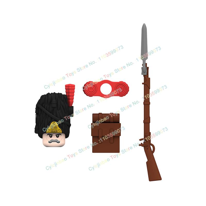 Napoleonische Kriege Britische Französische Füsiliere Dragoner Bausteine Actionfiguren Zubehör Kopf Waffe Kinderspielzeug N001-048