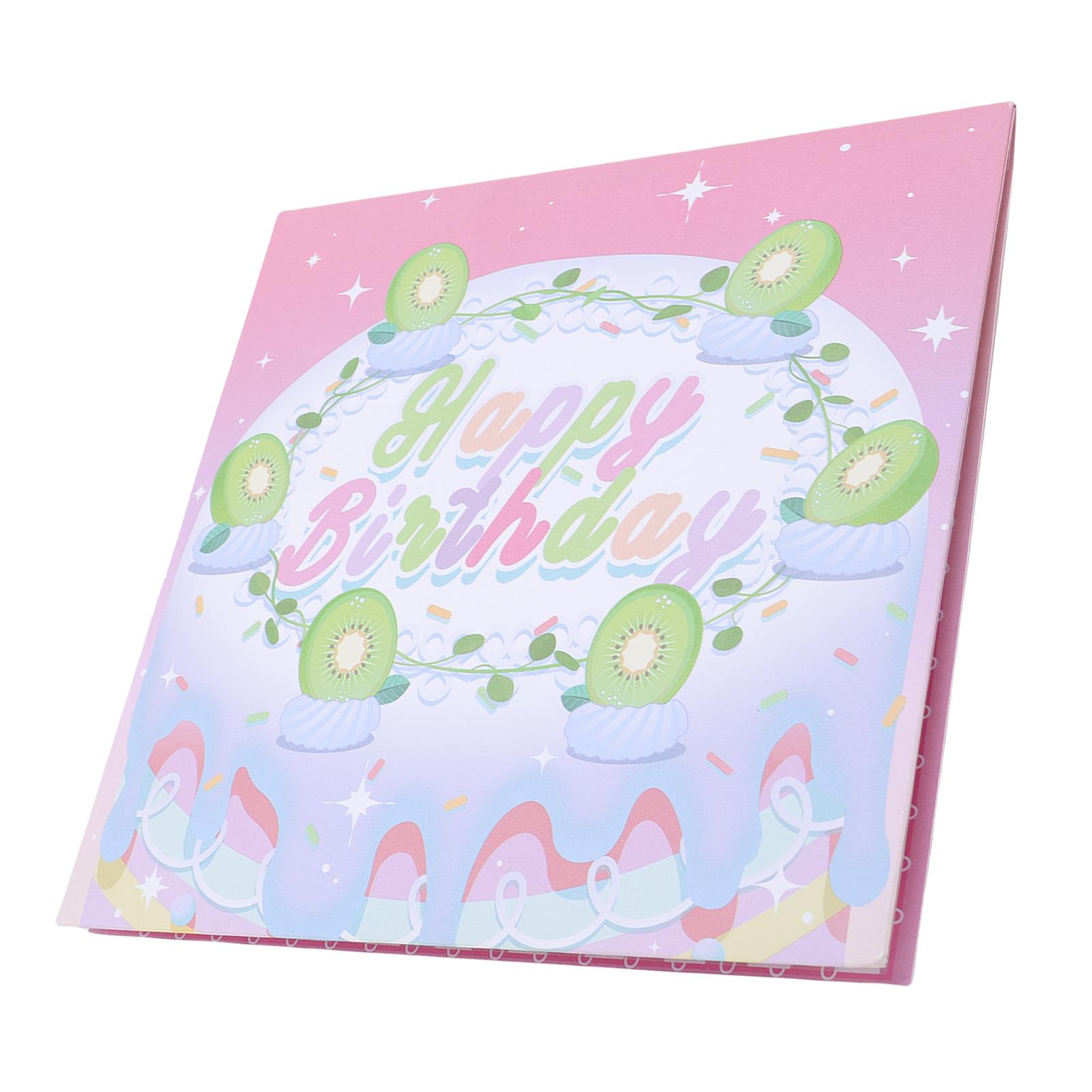 

3D всплывающая открытка на день рождения Музыка Светодиодная подсветка Торт на день рождения Фейерверк Поздравительная открытка С днем рождения для женщин мужчин детей жены мамы Pink розовый