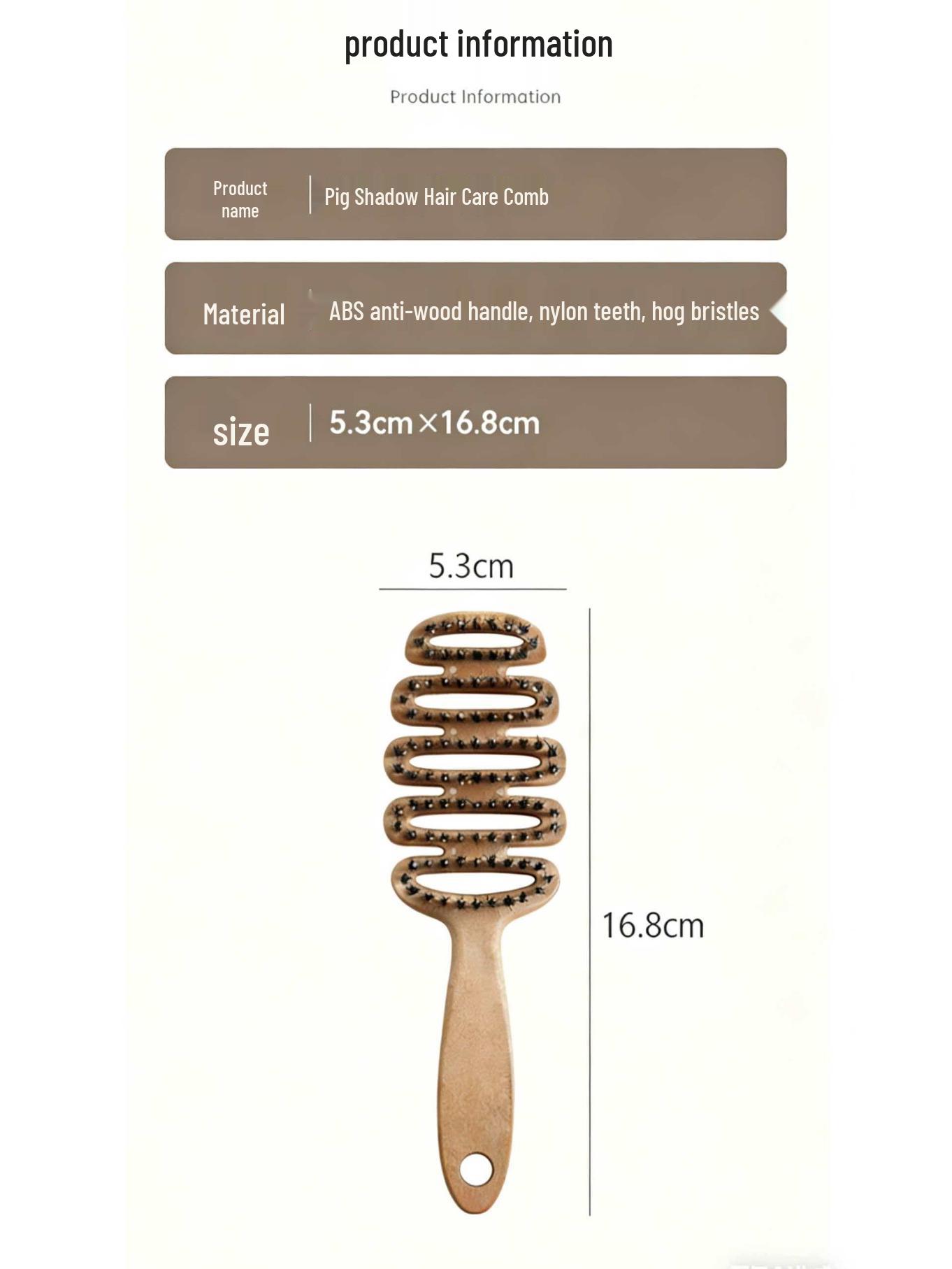 Pine Cone Boar Bristle Hair Comb: Scalp Volumizing & Massage Comb