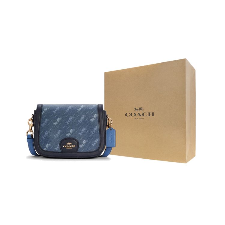Coach Horse And Carriage Saddle 21 Printed Leather Saddle Bag Women Shoulder Bag Blue C4059-IMDEN