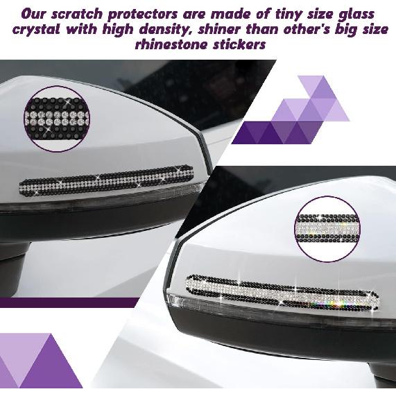 10PCS Car Door Handle Bling Rhinestones Stickers Universal Auto Door Handle Scratch Cover Guard Protective Film Pad With Safety Reflective Strips