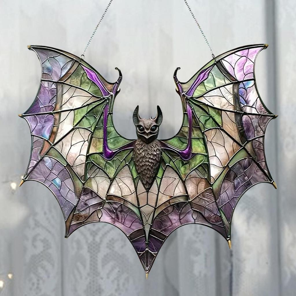 Acrylic Bat Sun Catcher Colorful Acrylic 2d Flat Bat Window Hangable Sun Catcher Window Door Hanging Glass-Style Bat Suncatcher