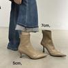 Pointed Heel High Heel Boots Pile Boots Pleated Boots Women's Medium Boots Knight Boots Western Short Boots