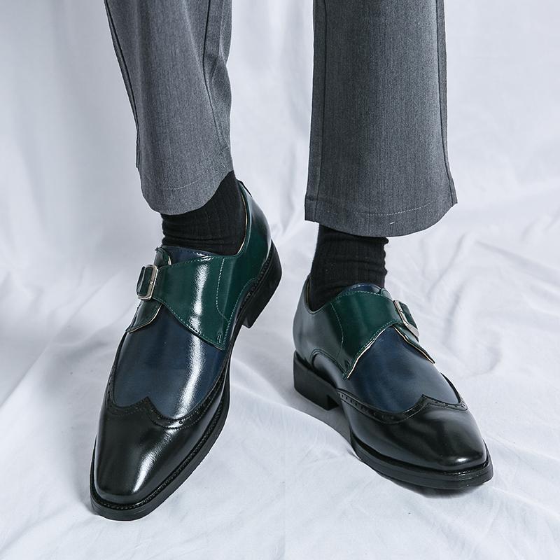 Casual Men's Leather Shoes Fashion Color Blocking Design Style Leisure Outdoor Party Hairstylists and Nightclub Shoes Size 38-48