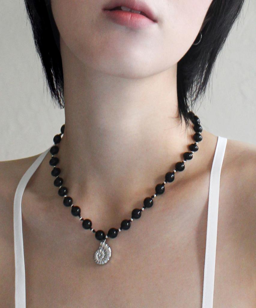Rubati Black Onyx Ammonite Necklace