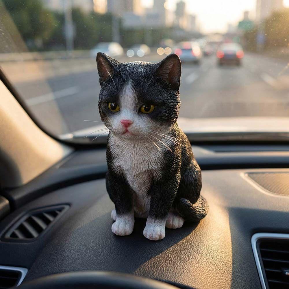 Cartoon Style Cat Statues Figurines Tiger Spot Cat Decoration  Dollhouse Model