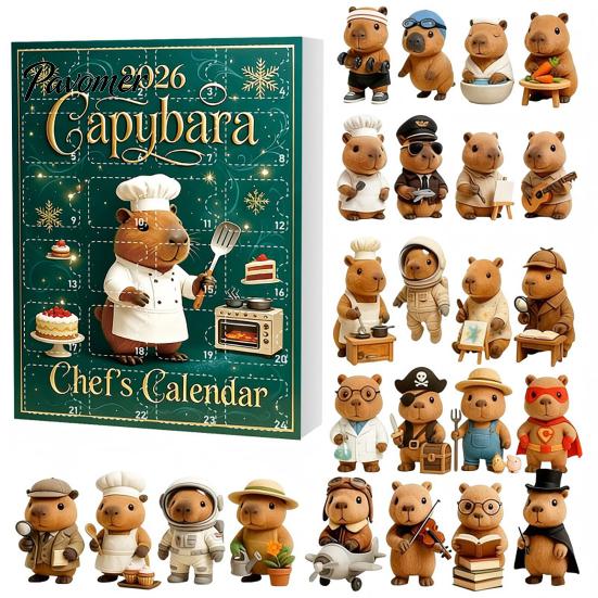Novelty Gift for Capybara Lovers 2026 Christmas Advent Calendars, 24 Days Countdown with Creative Desk Accessories Cute 2D Hanging Ornaments, Holiday