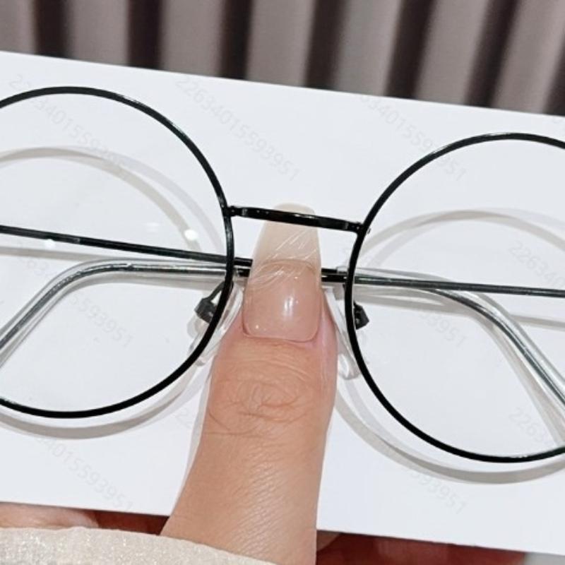Vintage Round Metal Frame Decorative Glasses Lightweight Plain Eyewear Fashion Glasses Unisex