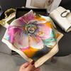 Luxury Temperament Rose Scarf, Spring and Autumn Women's Neck Protection, Scarf, Sunscreen Shawl, New Imitation Silk 71cm Square Scarf