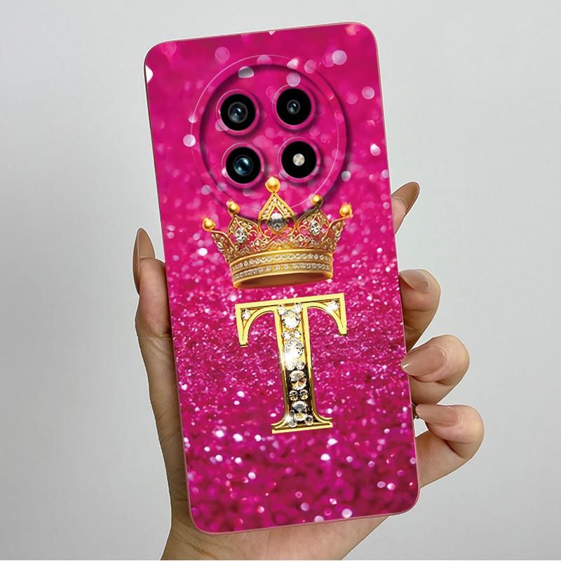 Liquid Silicone Crown Letter Phone Case For Realme 13 Pro Plus 13Pro 13ProPlus 5G Shockproof Camera Lens Protect Soft Back Cover