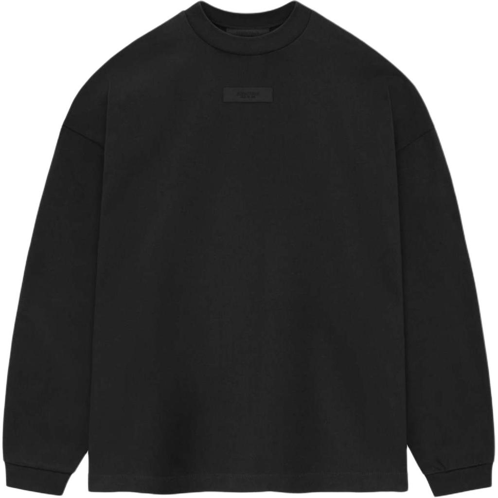 Fear of God Essentials Ss24 L/S Tee 2024 Summer Series Logo Loose Ribbed Knit Crew Neck Long Sleeve Drop Shoulder T-Shirt Men Black 125SU244200F