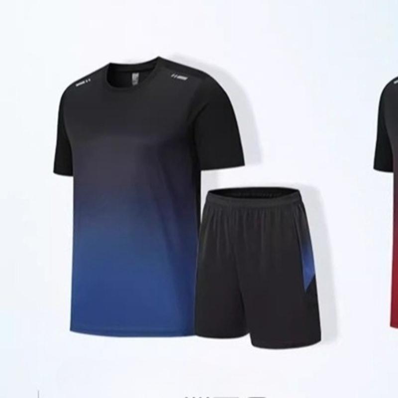 Quick Drying T-shirt Men's Sports Suit Loose Ice Silk Summer Thin Fitness Clothes Training Running Clothes Short Sleeved Top Shorts