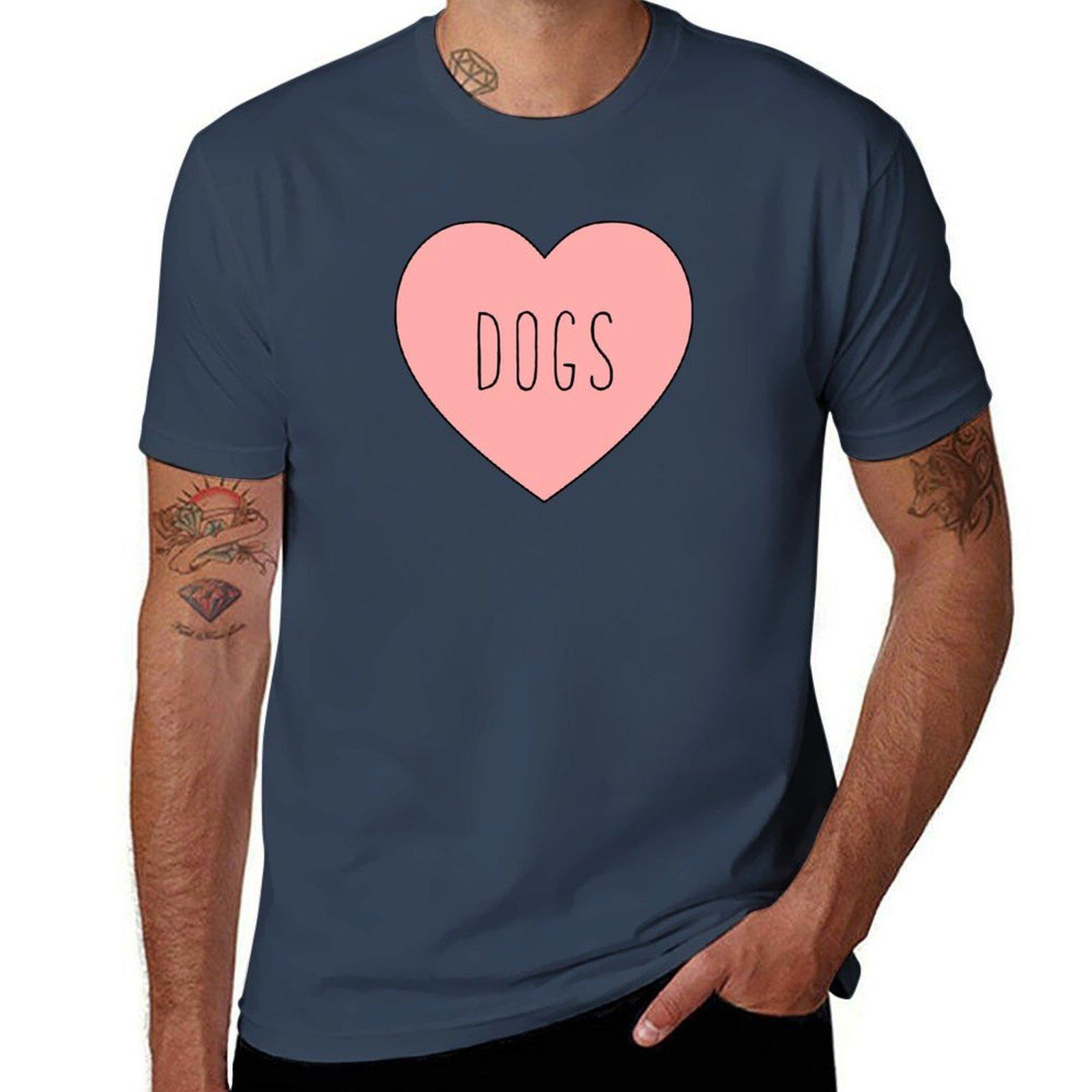 I Love Dogs Heart Dog Tshirt Basic Simple Casual Short Sleeve Tee S
