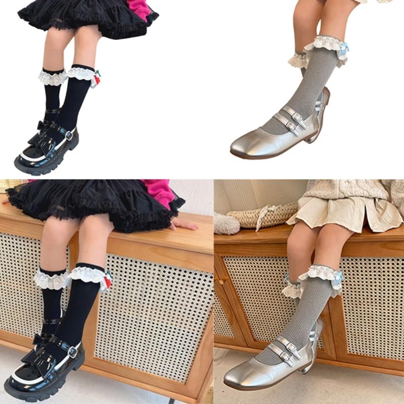 Lovely Embroidered Lace Socks for Girls Comfortable In Tube Socks Fashionable Socks for School Activities and Daily