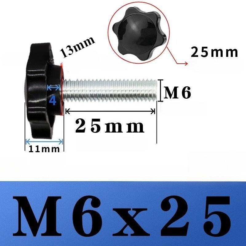 5pcs/set Star Shape Carbon Steel Handle Machine Screw Bolts Hand Knob Screws Bolt Head Thread Clamping Thumb