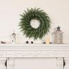 20" Real Touch Cedar Wreath for Front Door, Artificial Christmas Wreaths Faux Cedar Green Fake Pine Needles Wreath for Front Door Wall Windows Indoor