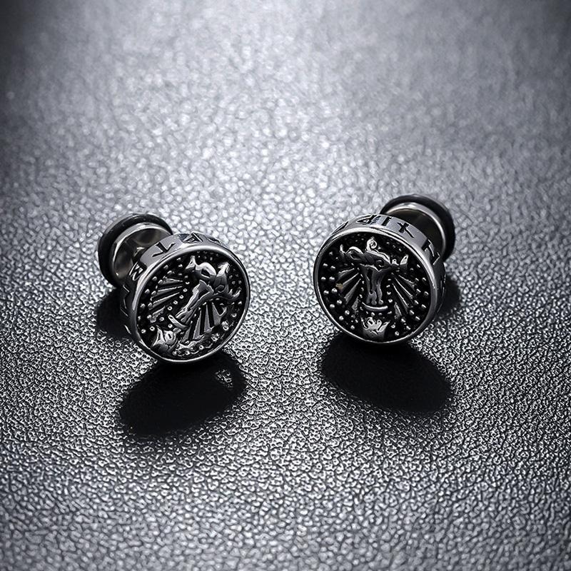 1 Pair New Style Gothic Dumbbell Stud Earrings For Men/Women Stainless Steel Punk Piercing Jewelry