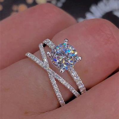 Super Flash Eight Hearts And Eight Arrows Zircon Diamond Ring, Double-Wrapped Engagement Ring For Women