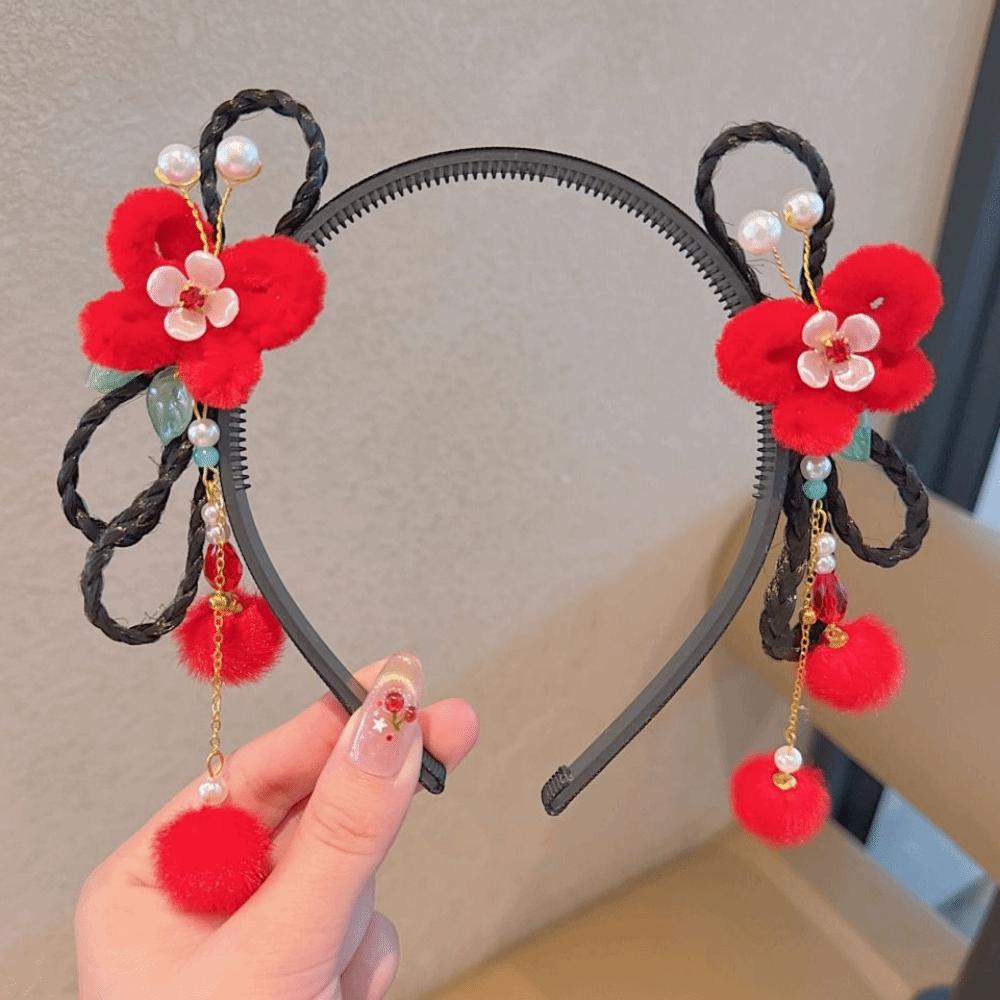 Butterfly Chinese New Year Headwear Flower Hanfu Headwear All-match Children Wig Headband Girls