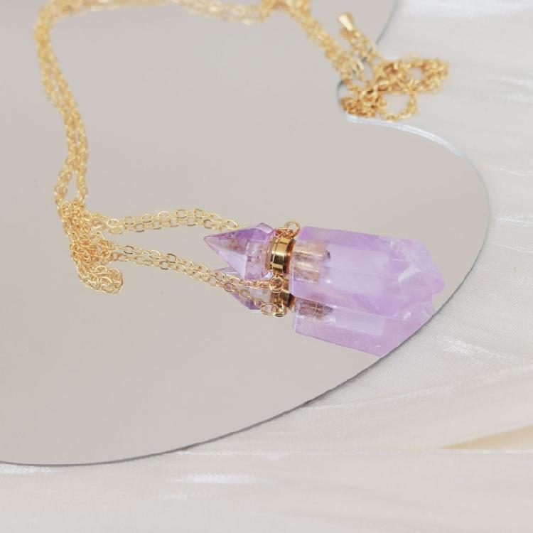 Einzigartiger Kristall Parfümflakon Halskettenanhänger Verstellbare Länge Schlüsselbeinkette Edelstahl Kabelkette Damen Choker