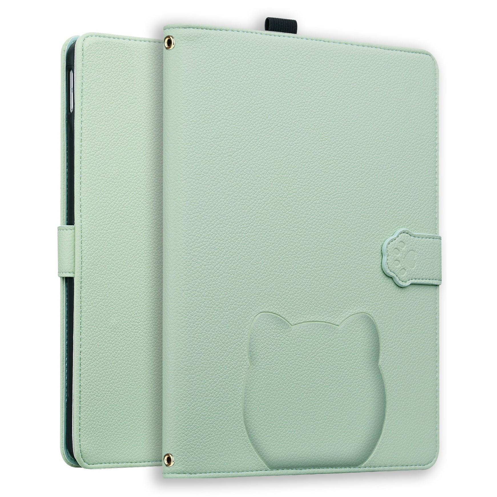 

Для Amazon Kindle Scribe (2024)/(2022) Чехол с 3D-эффектом, рисунком кошки, кожаная подставка, настольная обложка с кошельком, держателем для стилуса Green