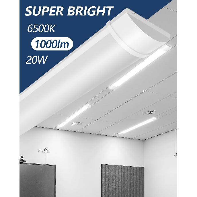 LED Ceiling Light Fixture, 2FT/3FT/4FT Waterproof Tube Light for Bathroom, Kitchen, Corridor, Garage, Warehouse, Basement, Vanity and Office