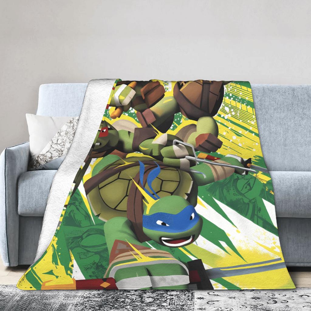 TMNT Game Blanket Christmas Super Warm Novelty Plush Throw Blanket For Girls Boys Bedroom Flannel Bedspread Bed Cover