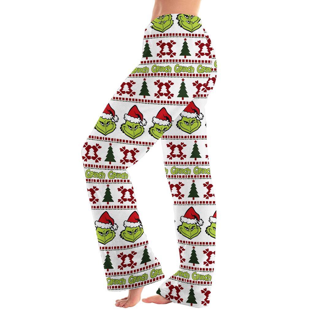 Women's Casual Fashion Christmas Printed Trousers Plush Casual Pants