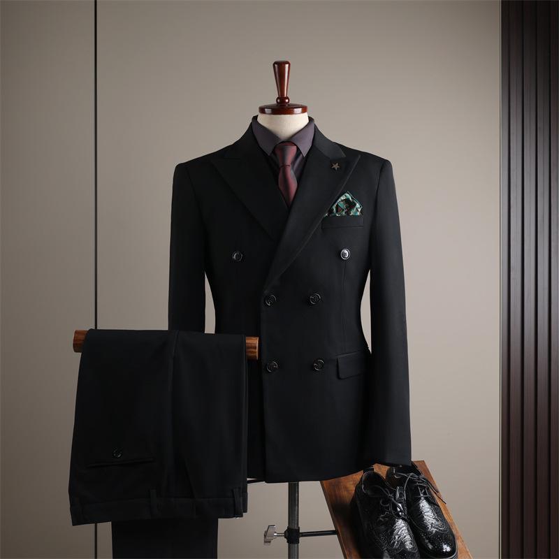 Men's High-End Slim-Fit Suit Set: Business Formal, Groomsman, Wedding Groom's Wear, Wrinkle-Resistant Jacket