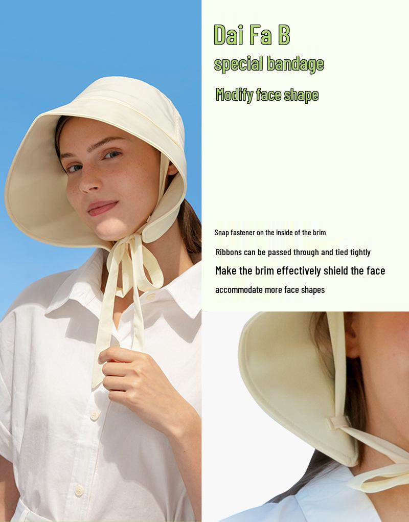 Women's Wide Brim Anti-UV Sun Hat with Ribbon & Ponytail Slot