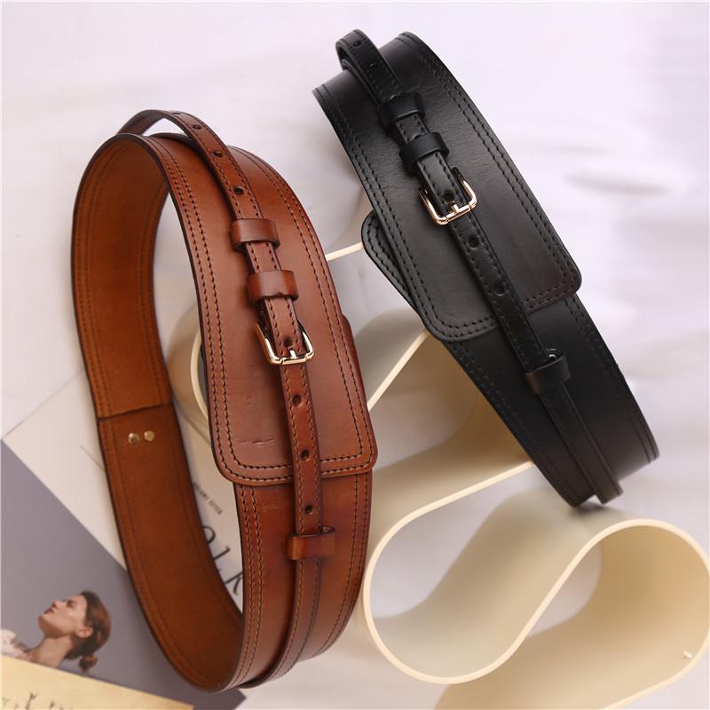 Women S Wide Leather Belt For Dress Suit Black Brown Fashion
