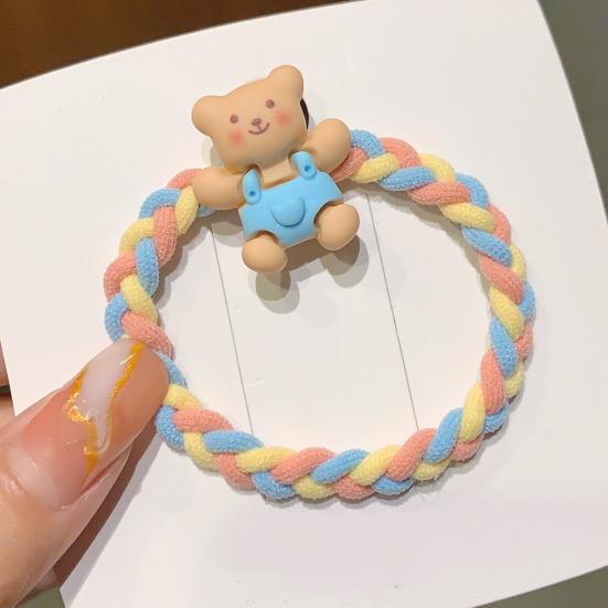 2 Stück Haargummis Weiche Geflochtene Elastische Haarbänder mit Cartoon Harz Tier Zubehör Kratzfrei Mädchen Kinder Pferdeschwanz