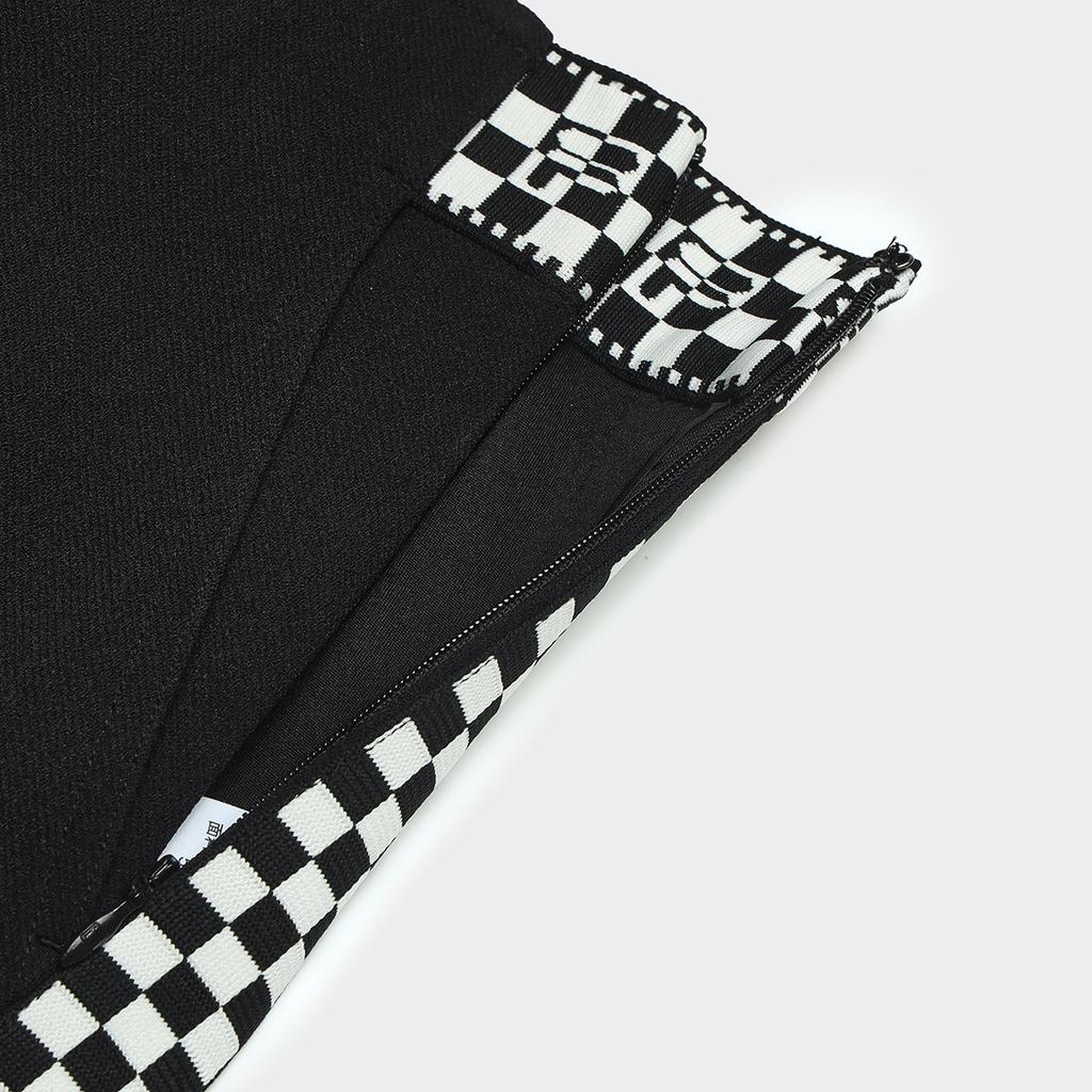 Fila Emerald Checkered Straight Leg Knit Casual Pants Women Bottoms Black F11W414802F-BK