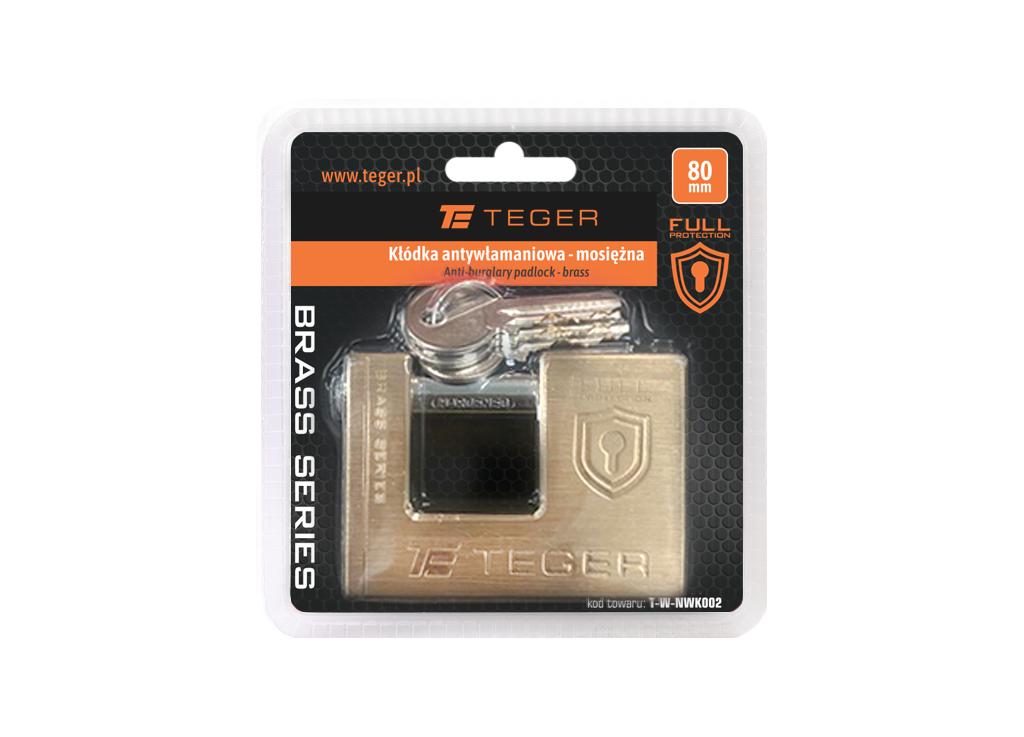 Anti-Burglary Padlock - Brass / Bolt 80mm - 3 Keys / Teger