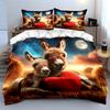 3-teiliges Esel-Familie Bettwäsche-Set, Mutter und Baby-Esel mit Herz-Print Bettbezug + 2 Kissenbezüge, Niedliche Schlafzimmer-Dekoration